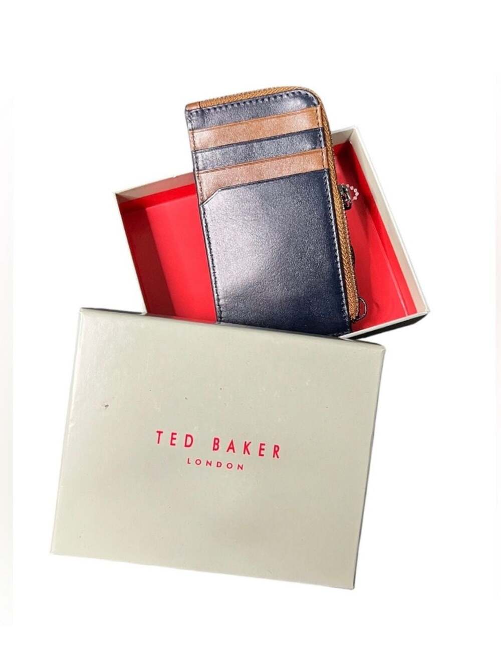 Ted Baker London Two-Tone Leather Zipped Card Holder